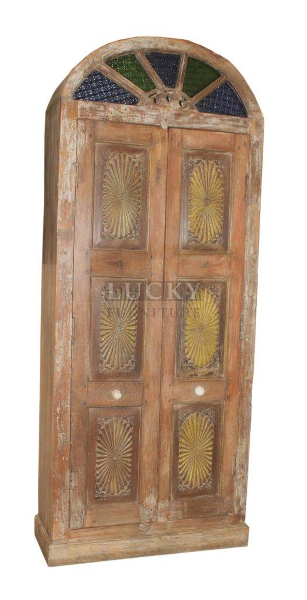 Vintage teak wood cabinet with arch top