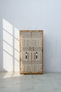 Tribal Carved white inlay cabinet