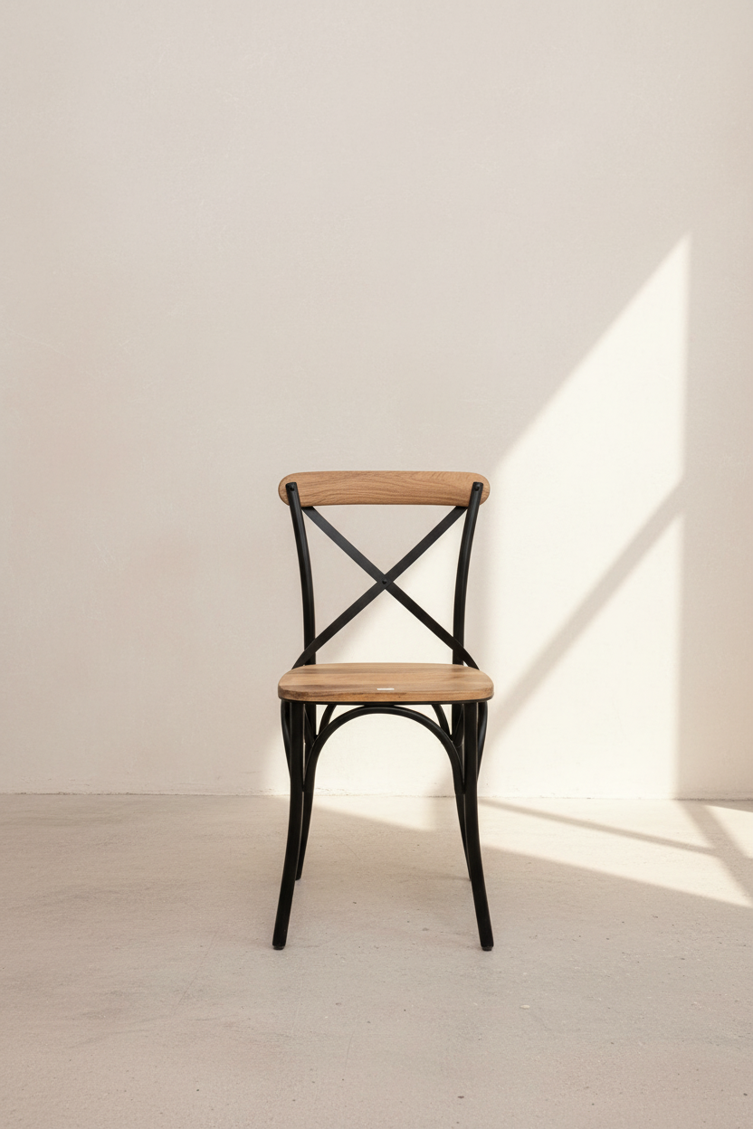 X black metal mango wood chair