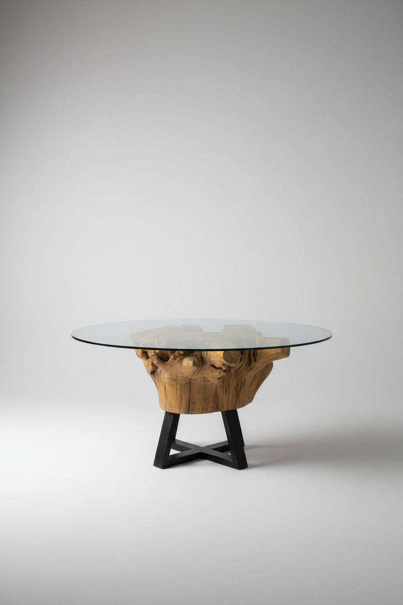 Tree stump dining table