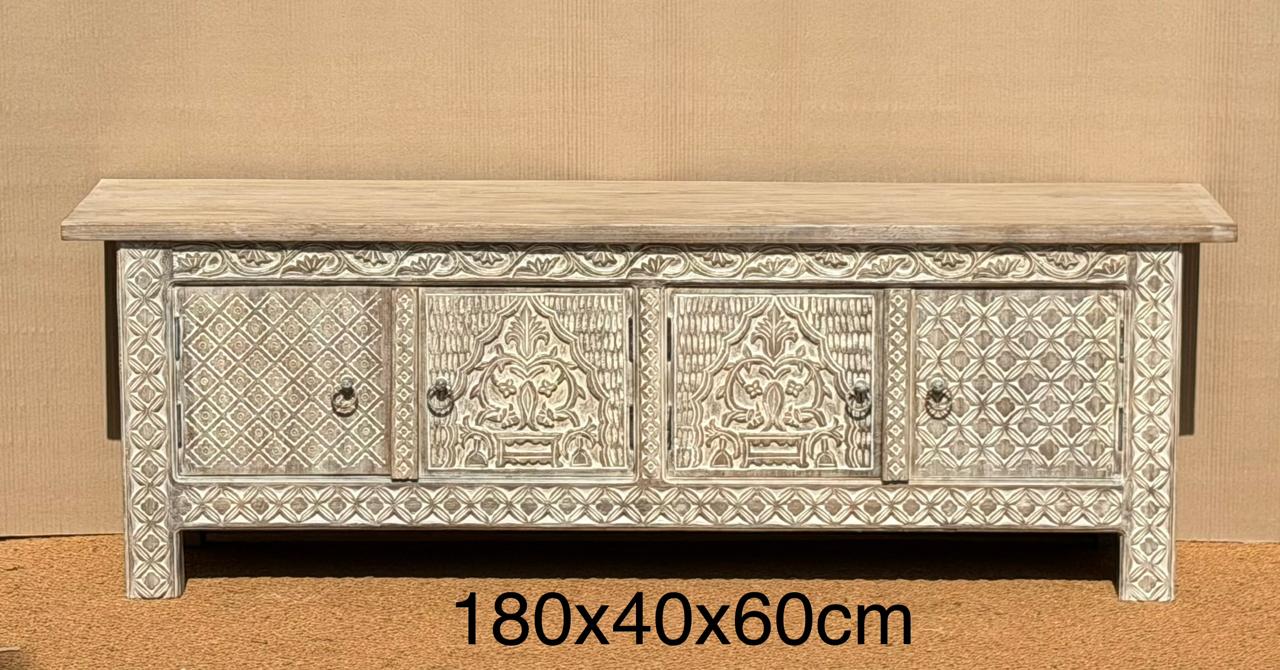 Carved tv stand