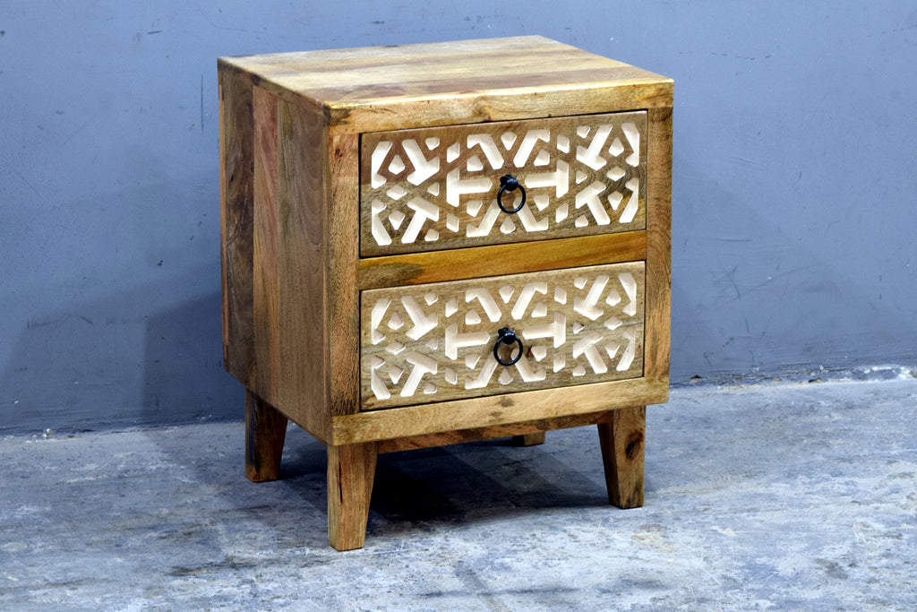 Nightstand with Geometric Inlay.