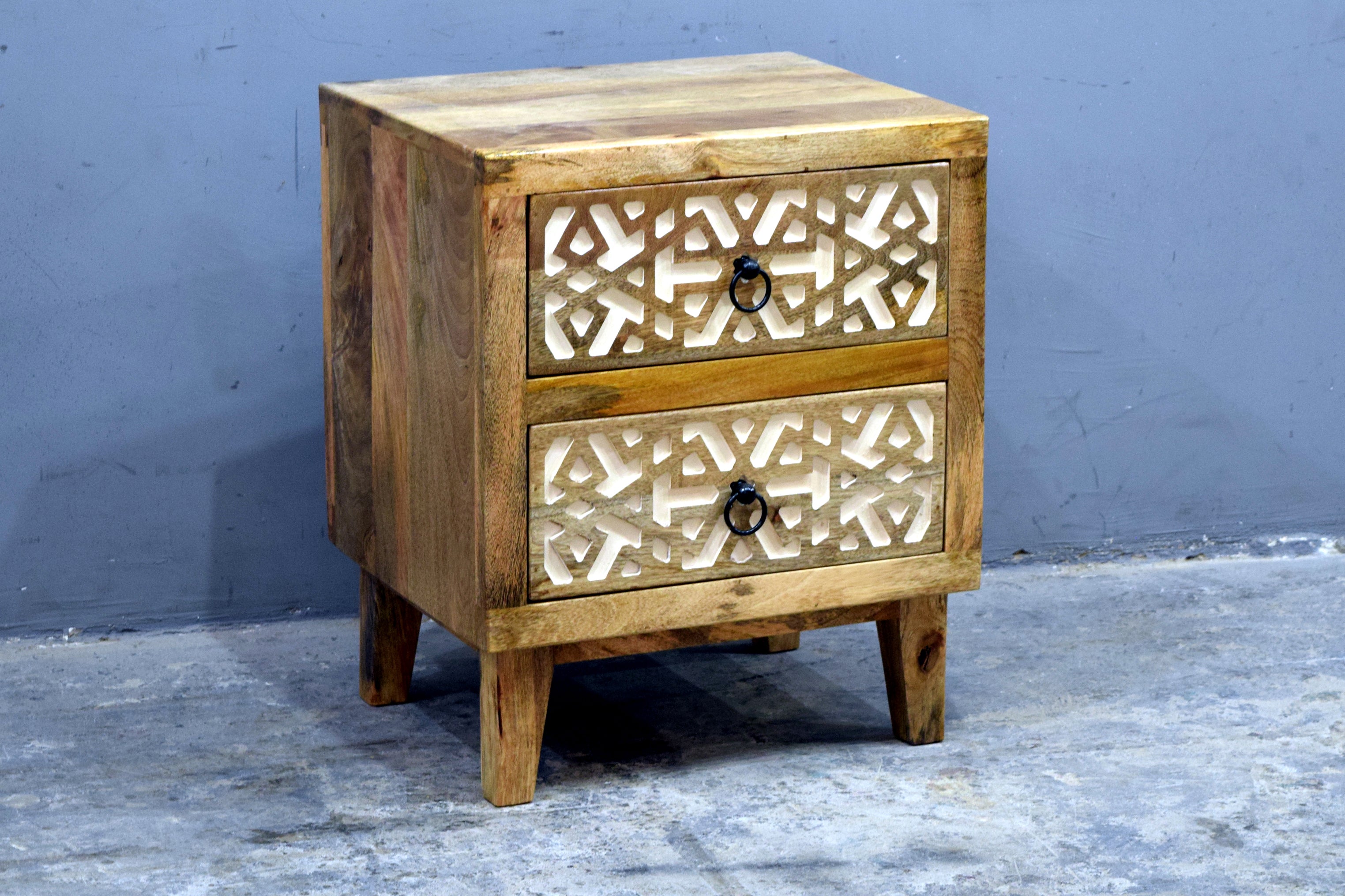 Nightstand with Geometric Inlay.