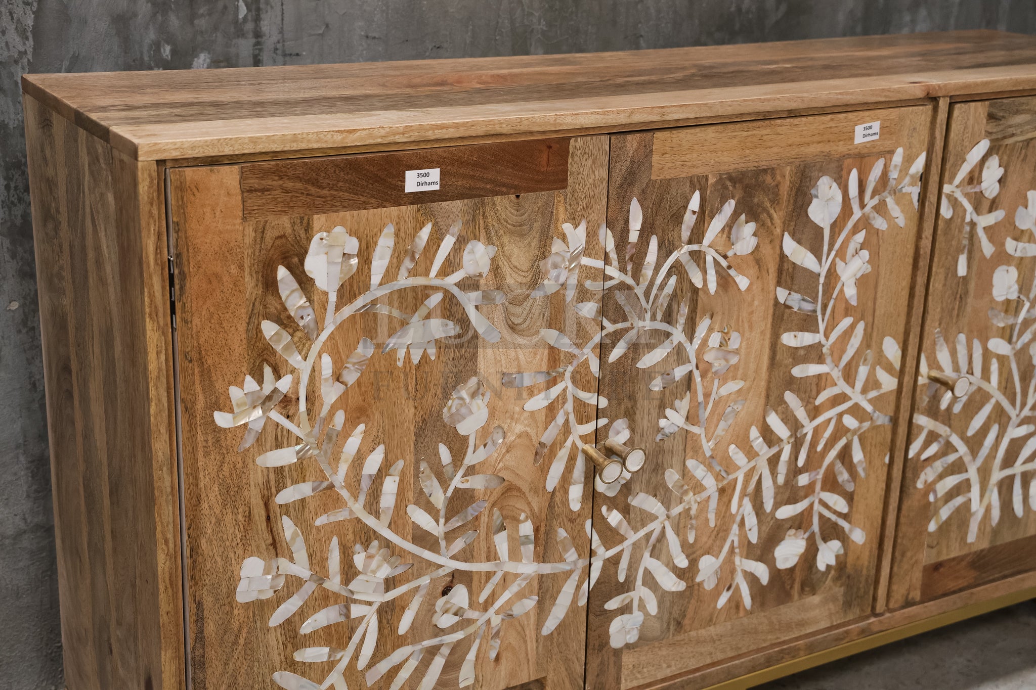 Mango wood and mother of pearl sideboard dresser.