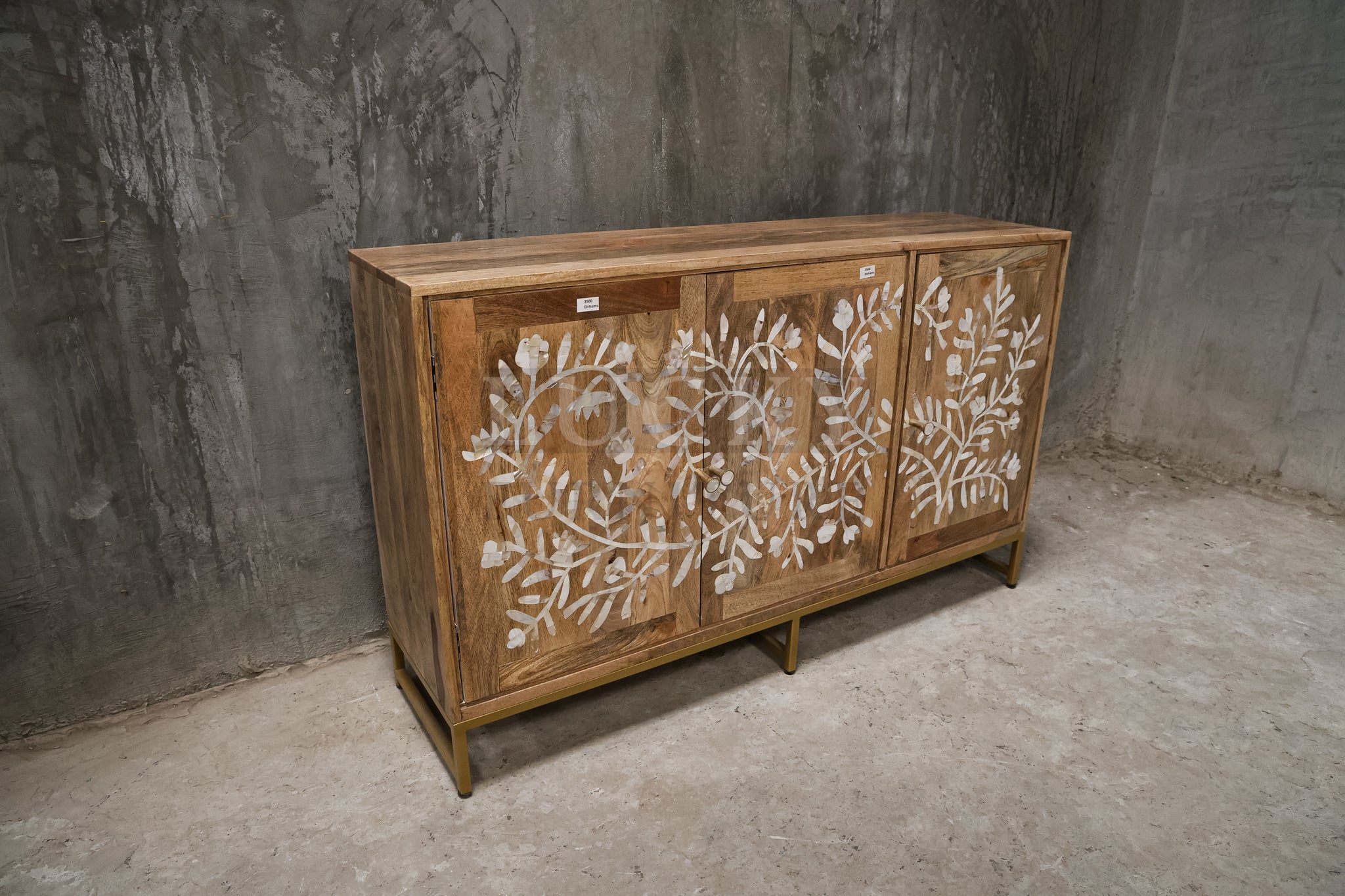 Mango wood and mother of pearl sideboard dresser.
