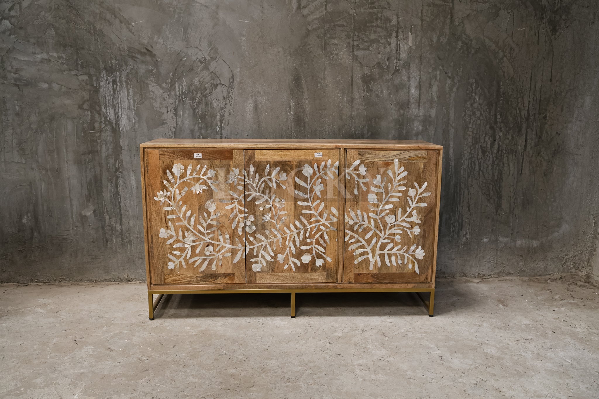 Mango wood and mother of pearl sideboard dresser.