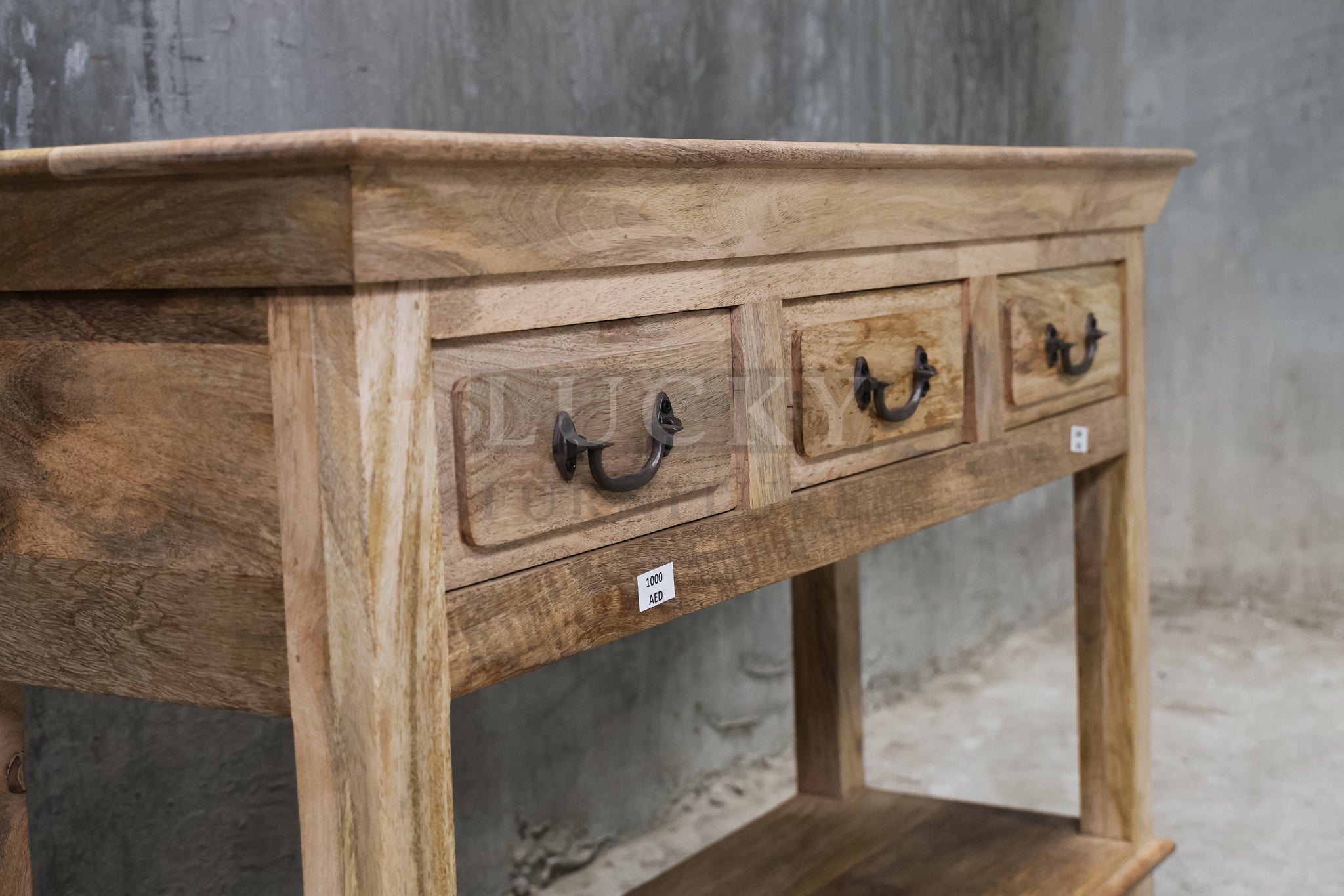 3 draw farmhouse console.