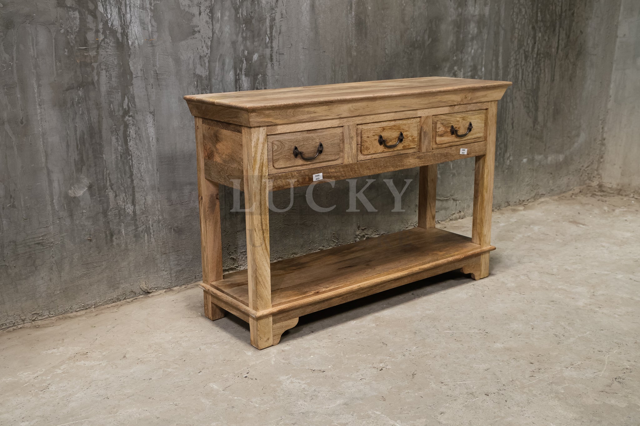 3 draw farmhouse console.