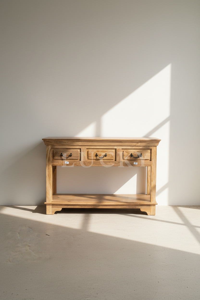 3 draw farmhouse console.