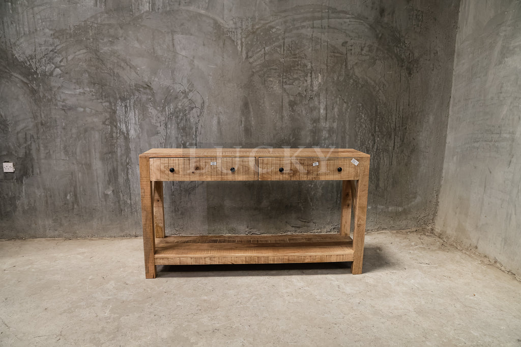 2 Draw mango wood console.