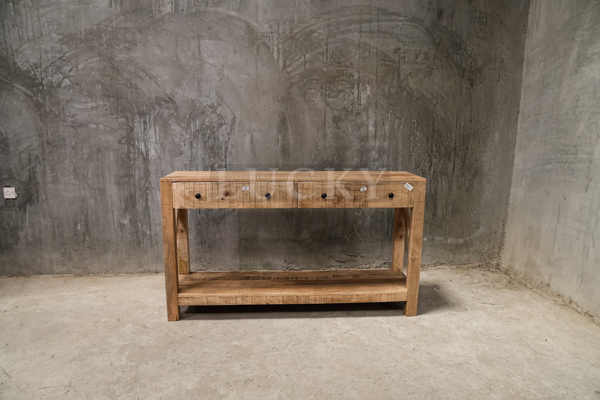 2 Draw mango wood console.
