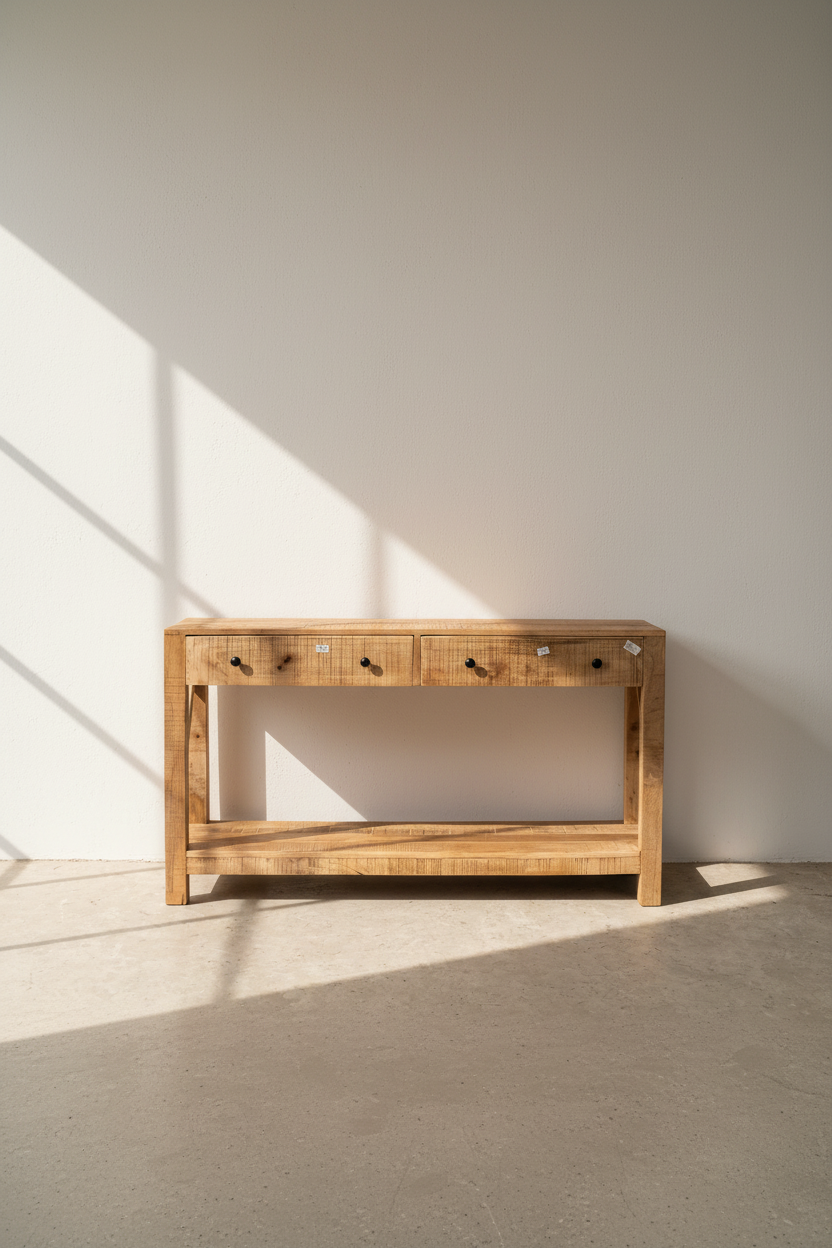 2 Draw mango wood console.