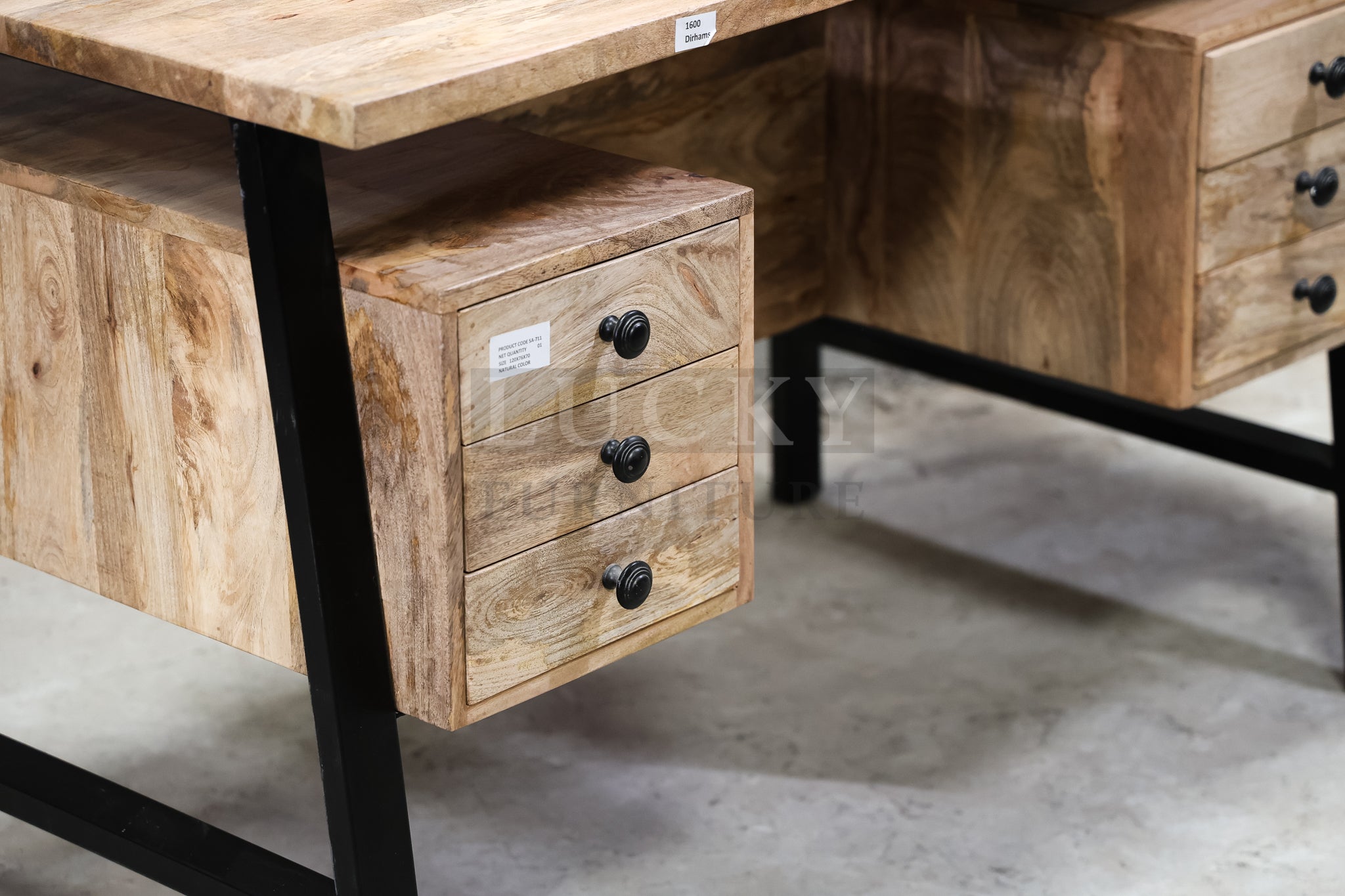 Mango wood double side storage desk.