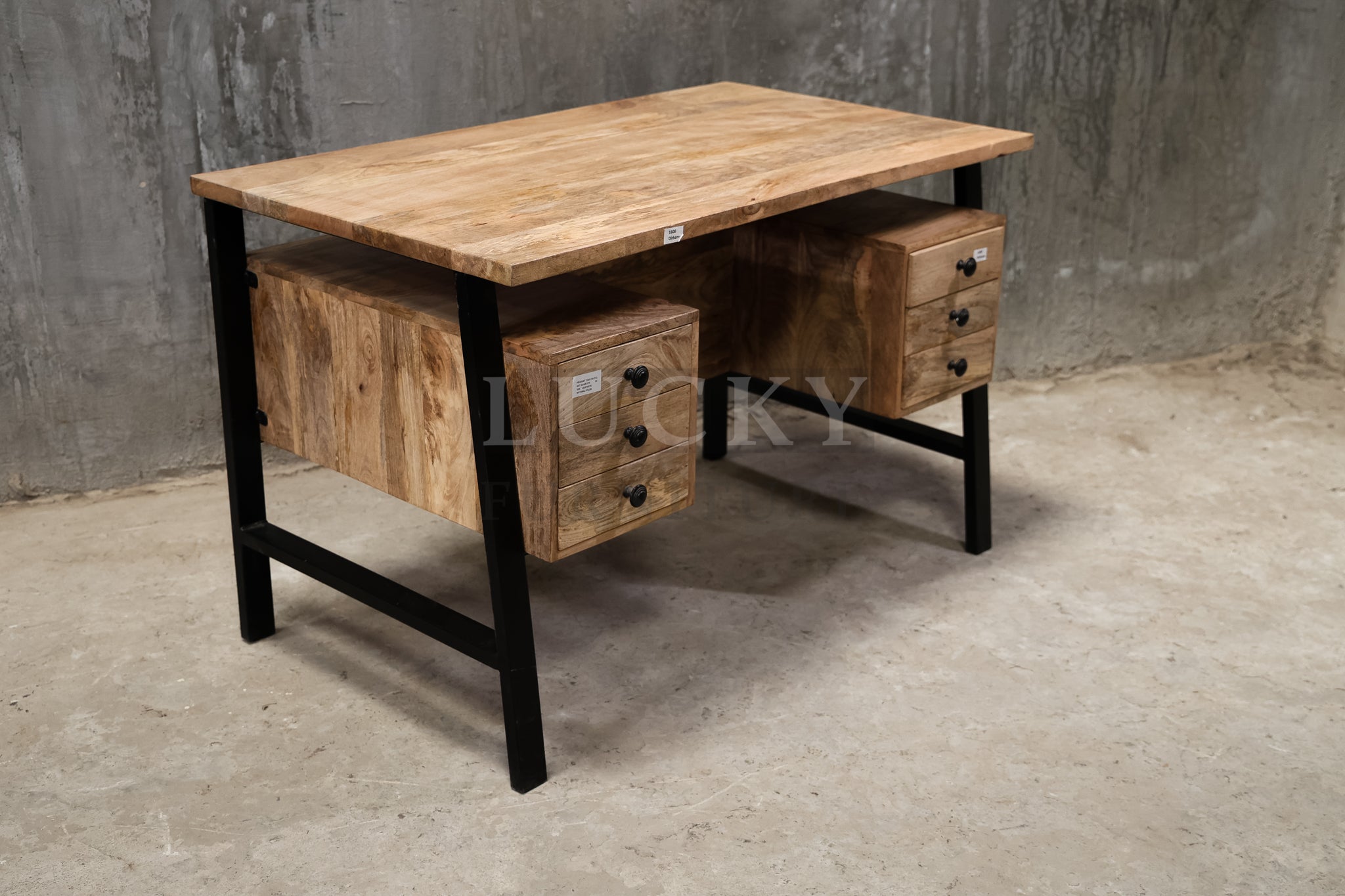 Mango wood double side storage desk.
