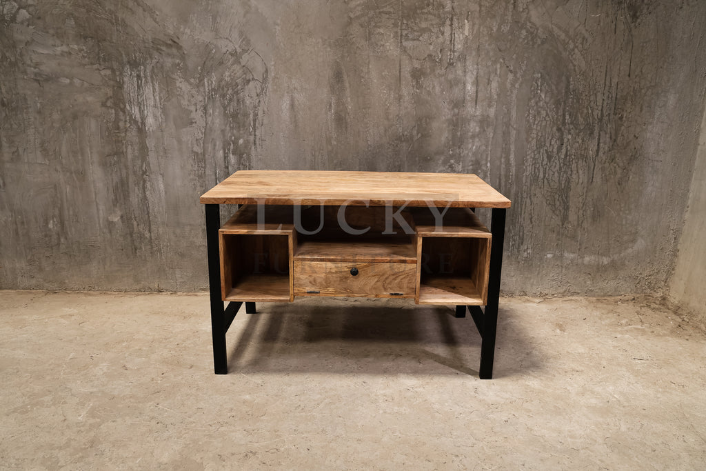 Mango wood double side storage desk.