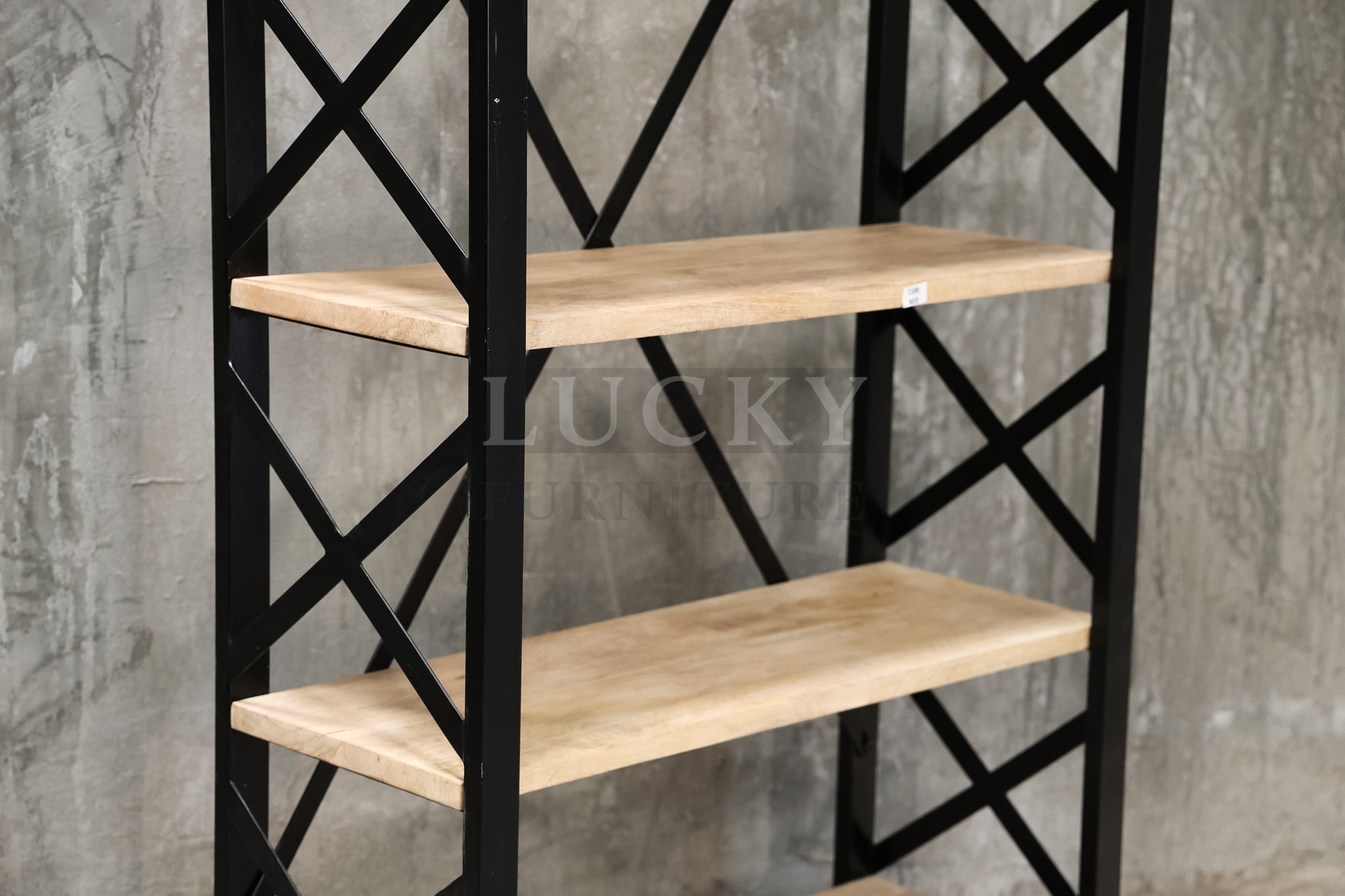 Mango wood bookshelf X design.