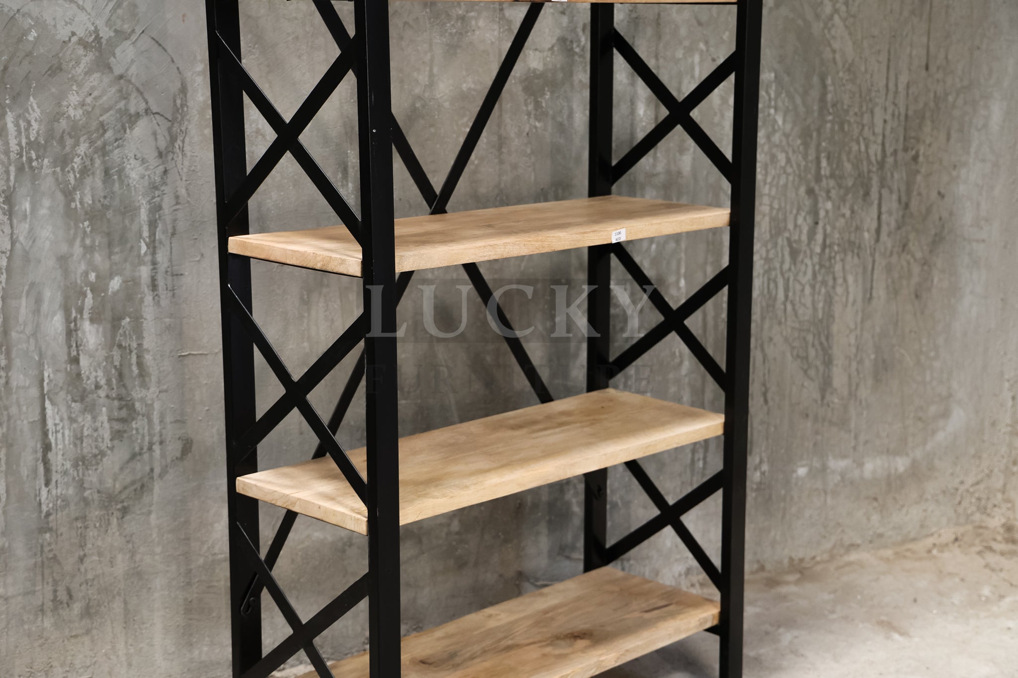 Mango wood bookshelf X design.