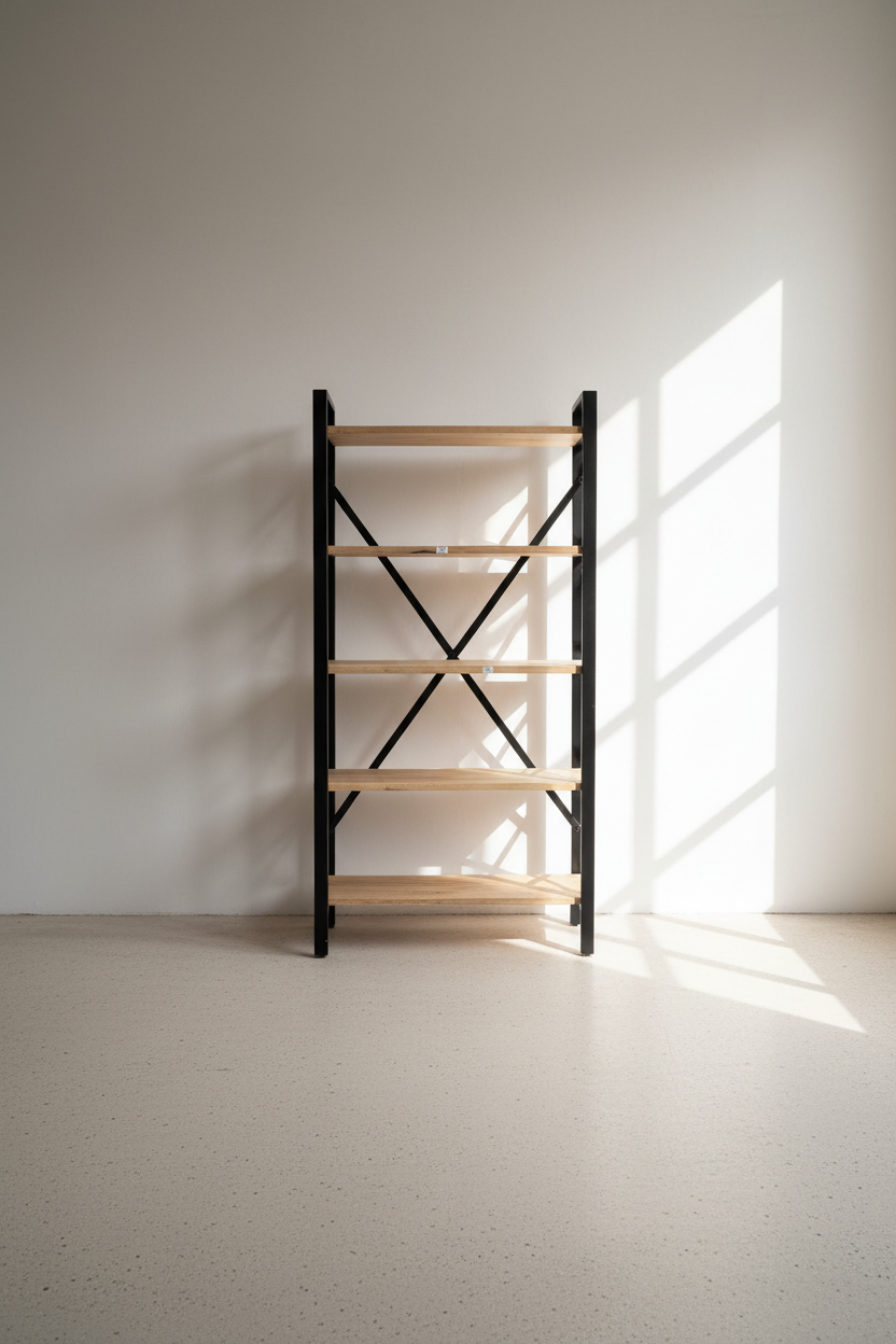 Mango wood bookshelf X design.