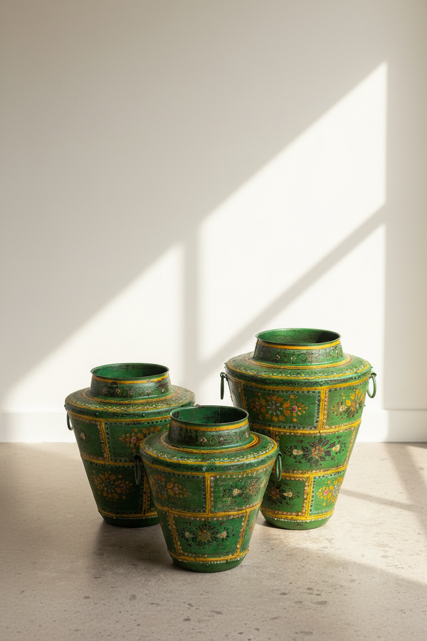 Painted Metal Pots