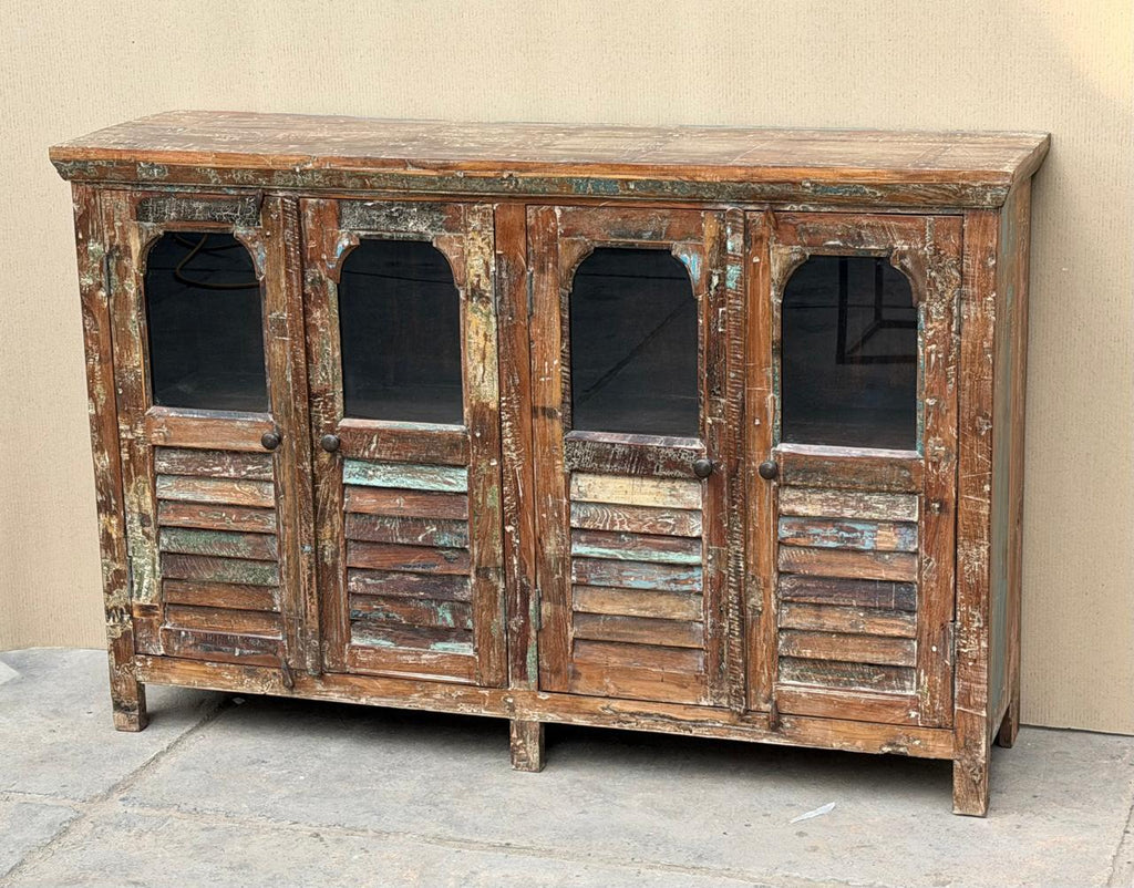 Reclaimed wood glass sideboard
