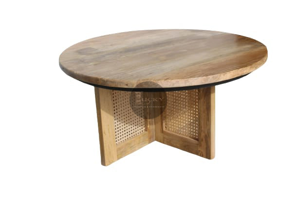 Rattan and mango wood coffee table.
