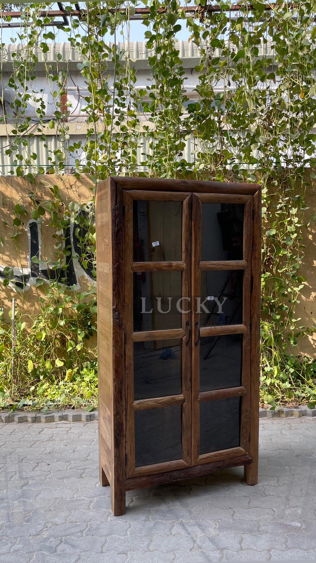 Teak wood glass cabinet
