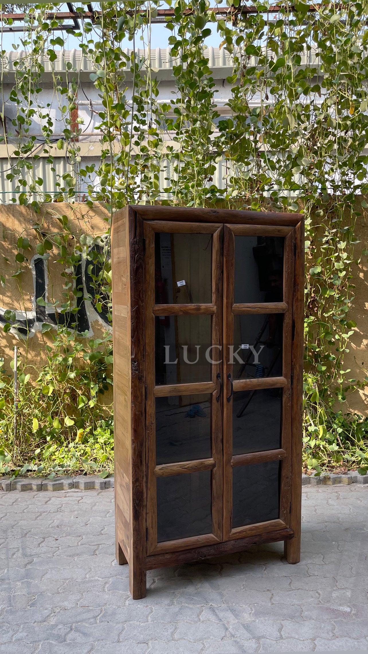 Teak wood glass cabinet
