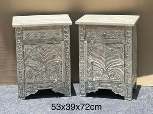 1 draw carved bedside