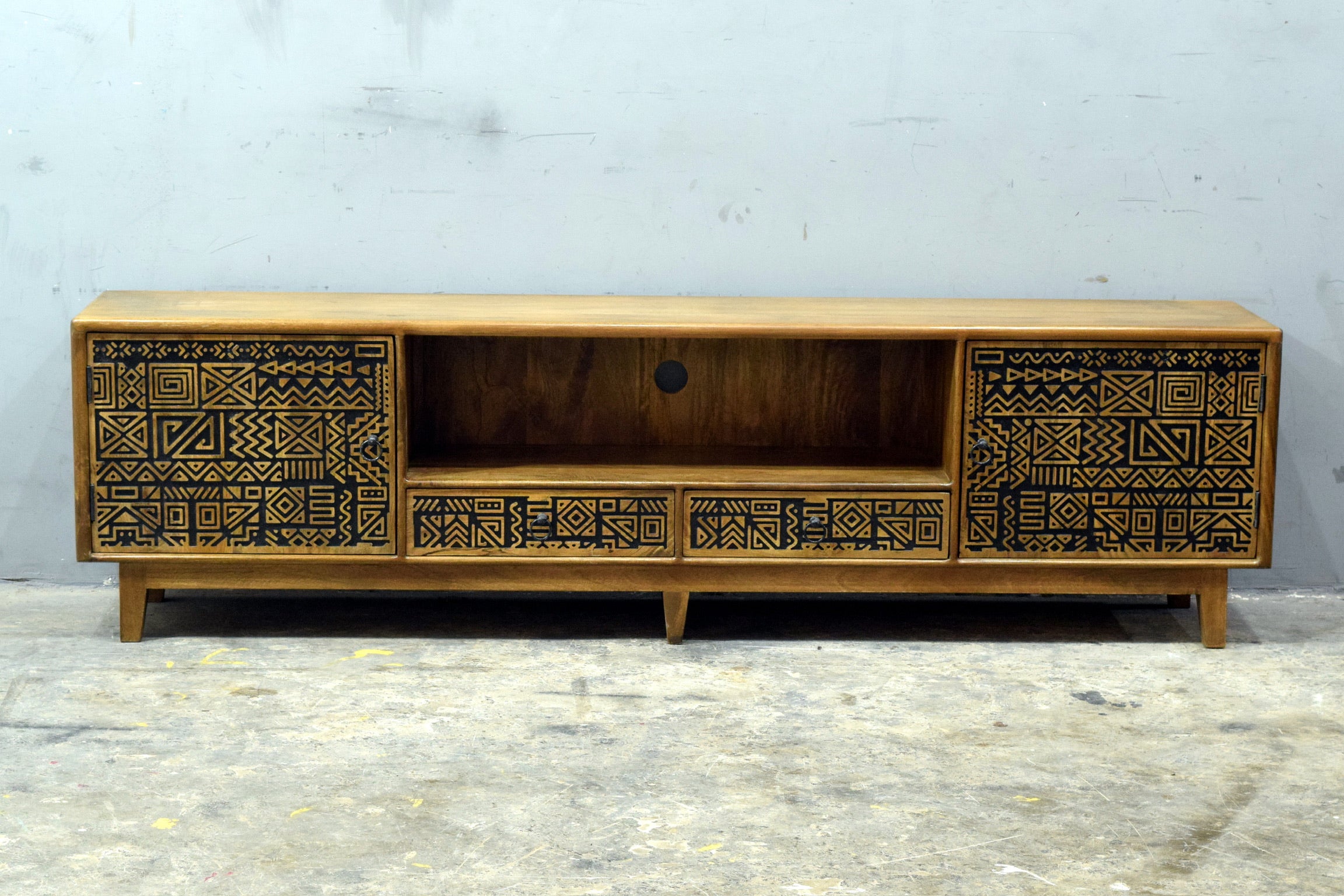 Tribal Carved Tv Stand