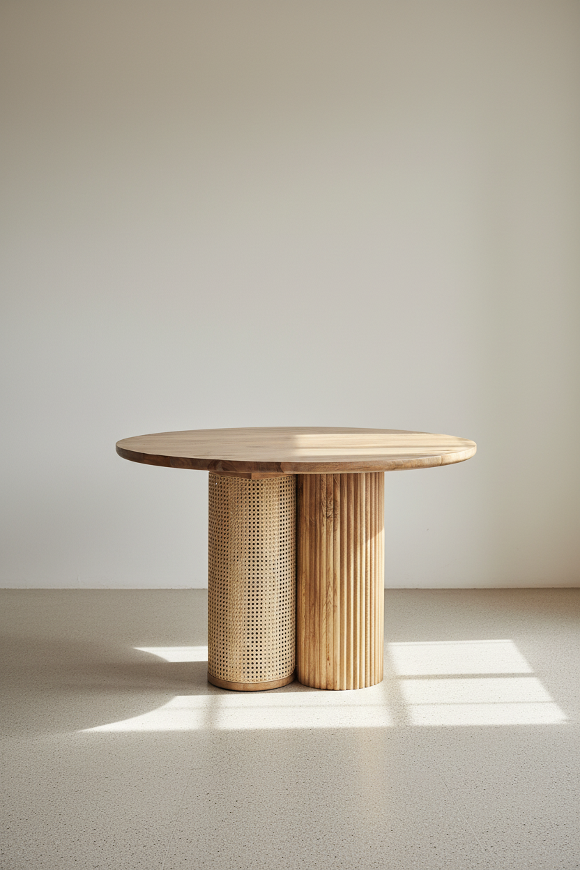 Rattan pillar dining table