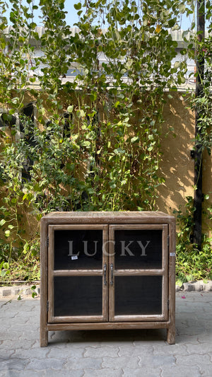 Teak wood glass sideboard