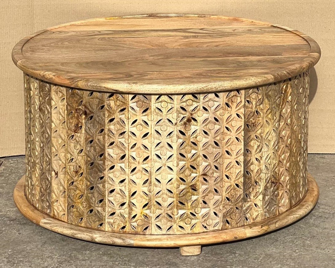 Rosette carved coffee table