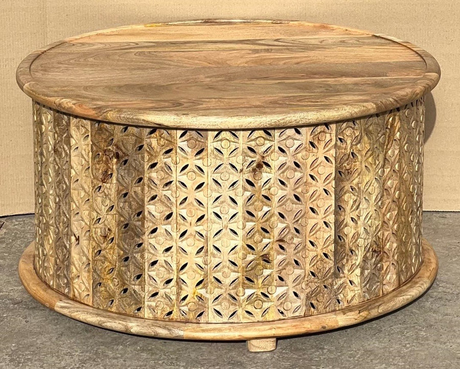 Rosette carved coffee table