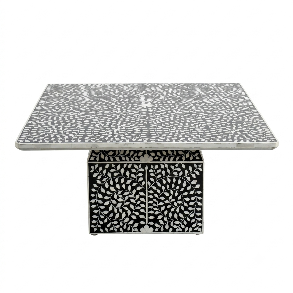 Floral bone inlay coffee table