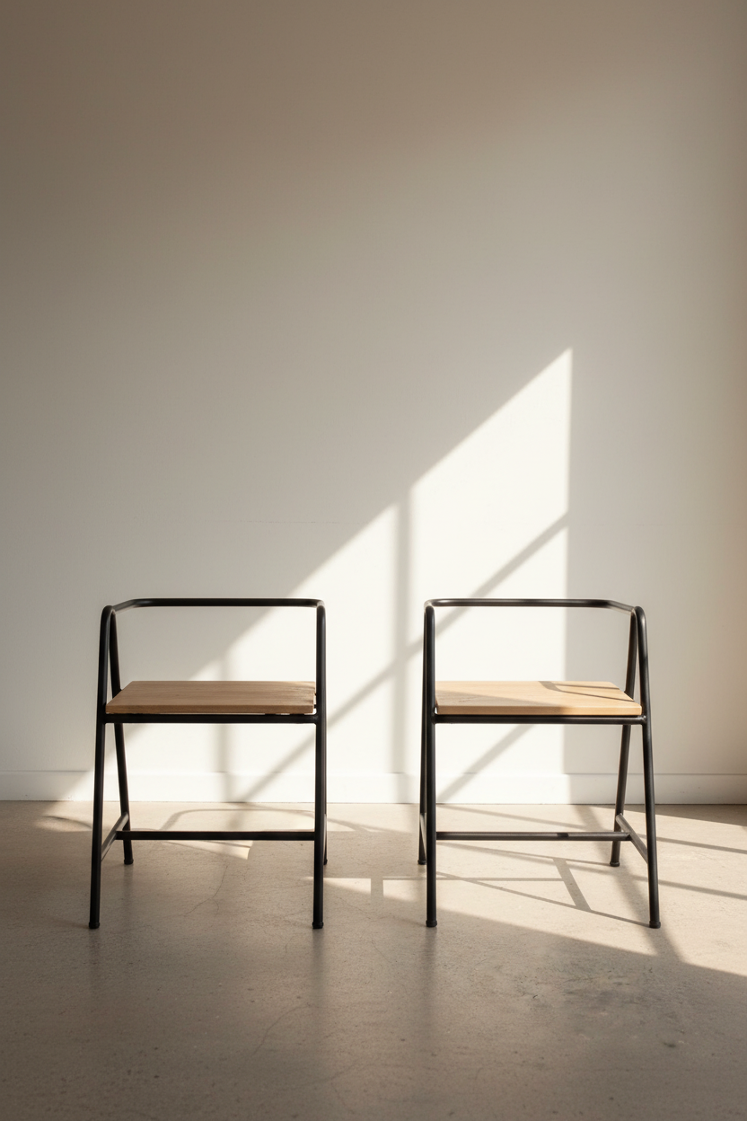 Mango wood minimal metal chair