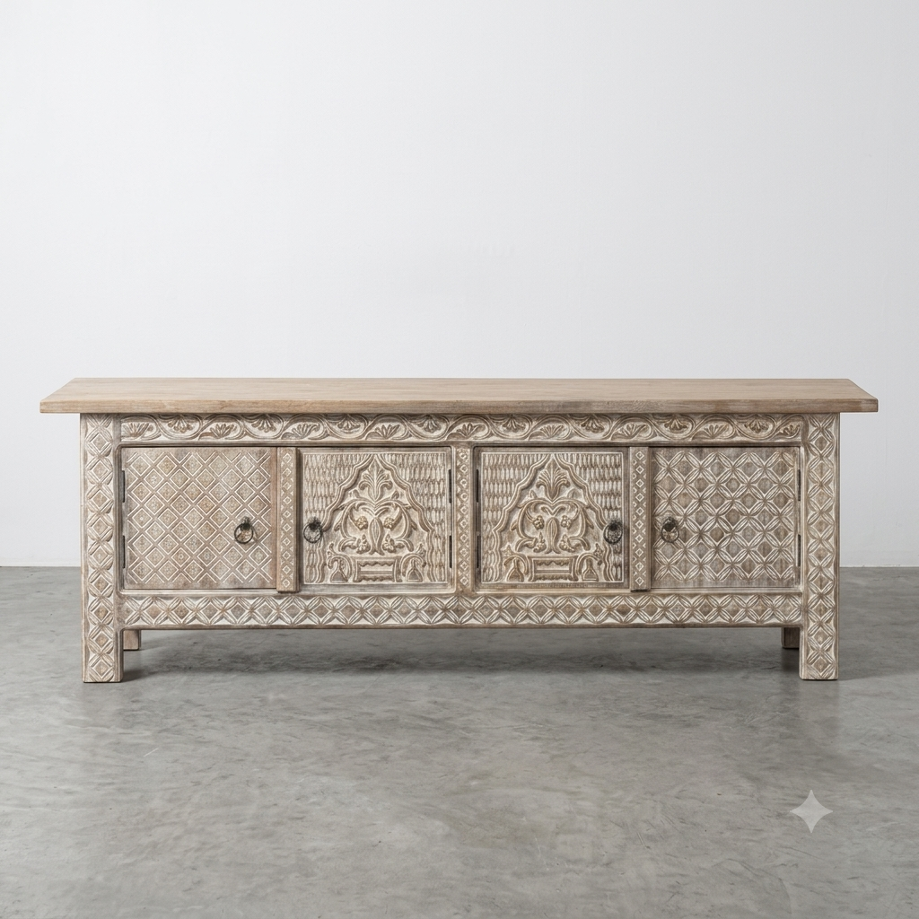 Carved tv stand