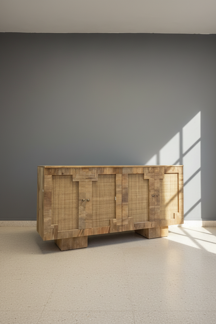 4 door rattan sideboard