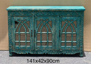 3 door glass sideboard