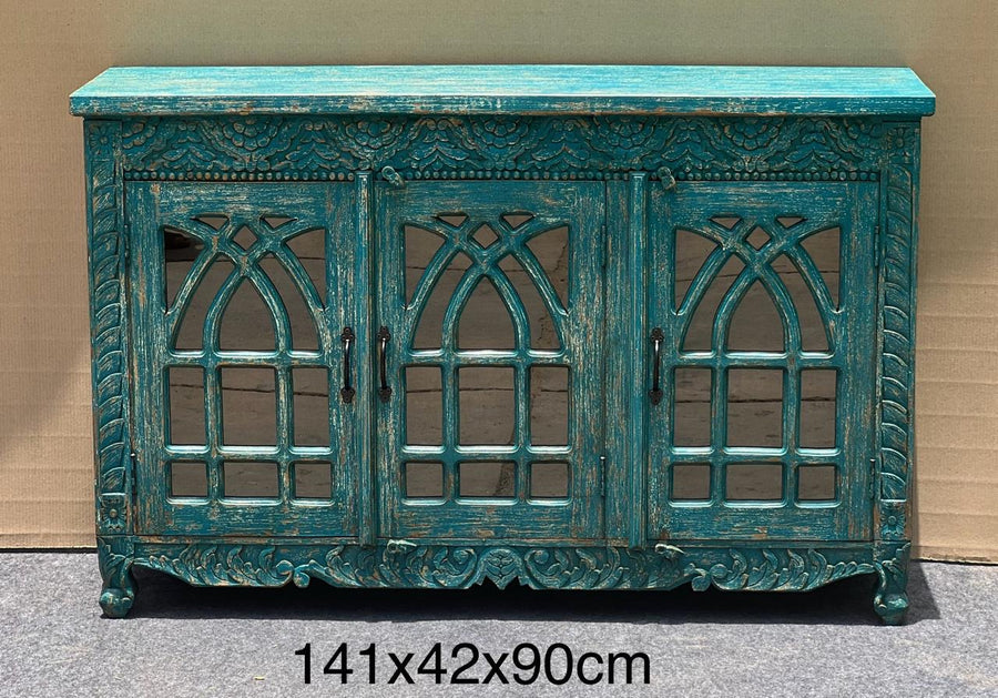 3 door glass sideboard