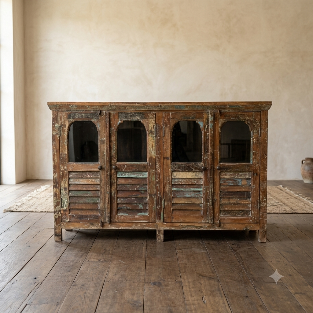 Reclaimed wood glass sideboard