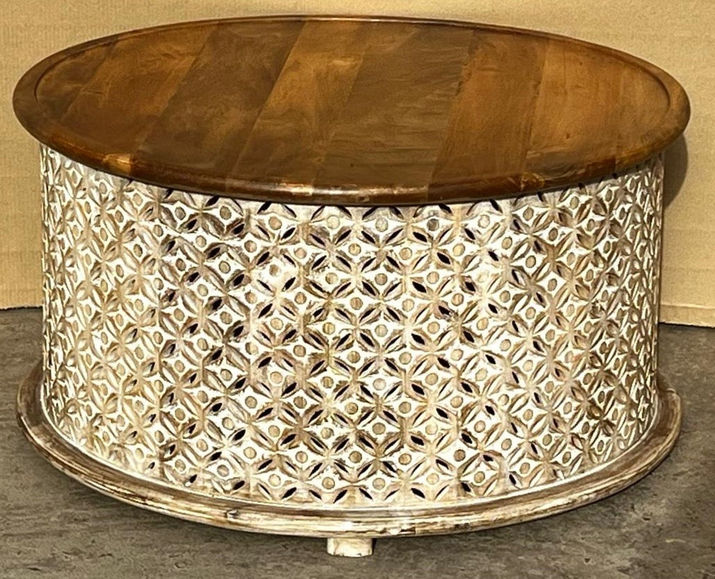 Rosette carved coffee table