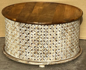 Rosette carved coffee table