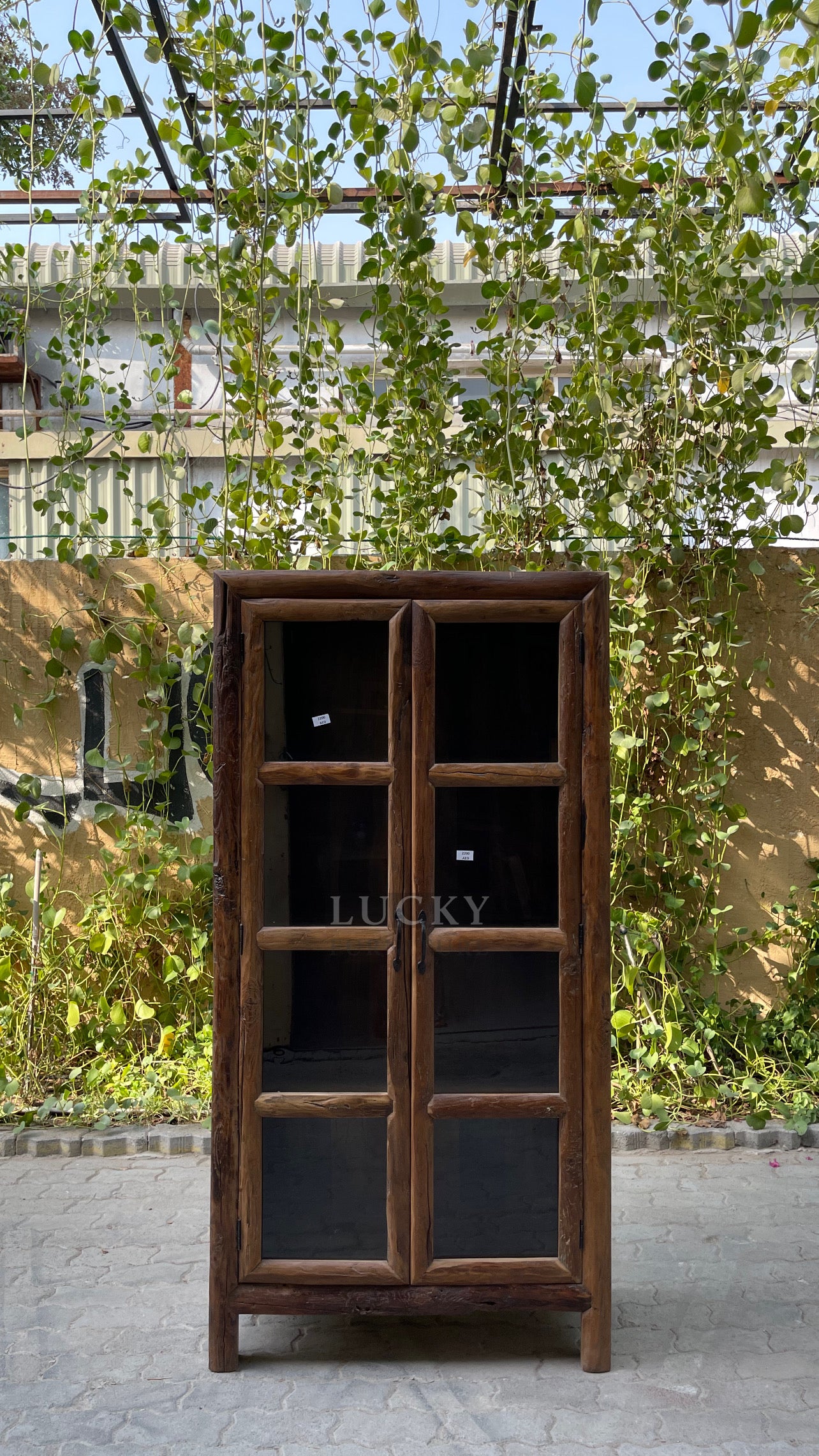 Teak wood glass cabinet