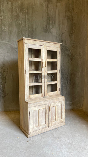 Teak wood glass cabinet