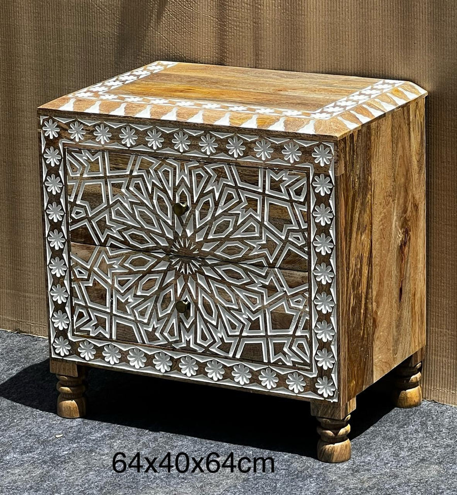 White inlay bedsides