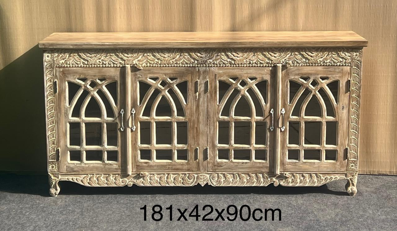 4 door glass sideboard