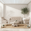 Lattice carved bench set