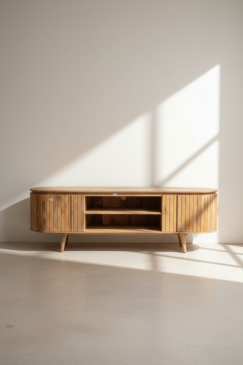 Fluted Stand Fluted TV Stand - Modern Textured Media Console | Lucky Furniture