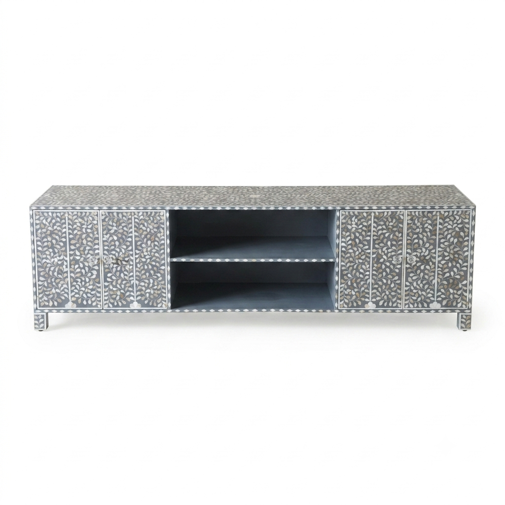 Floral Mother of Pearl Inlay Tv Stand