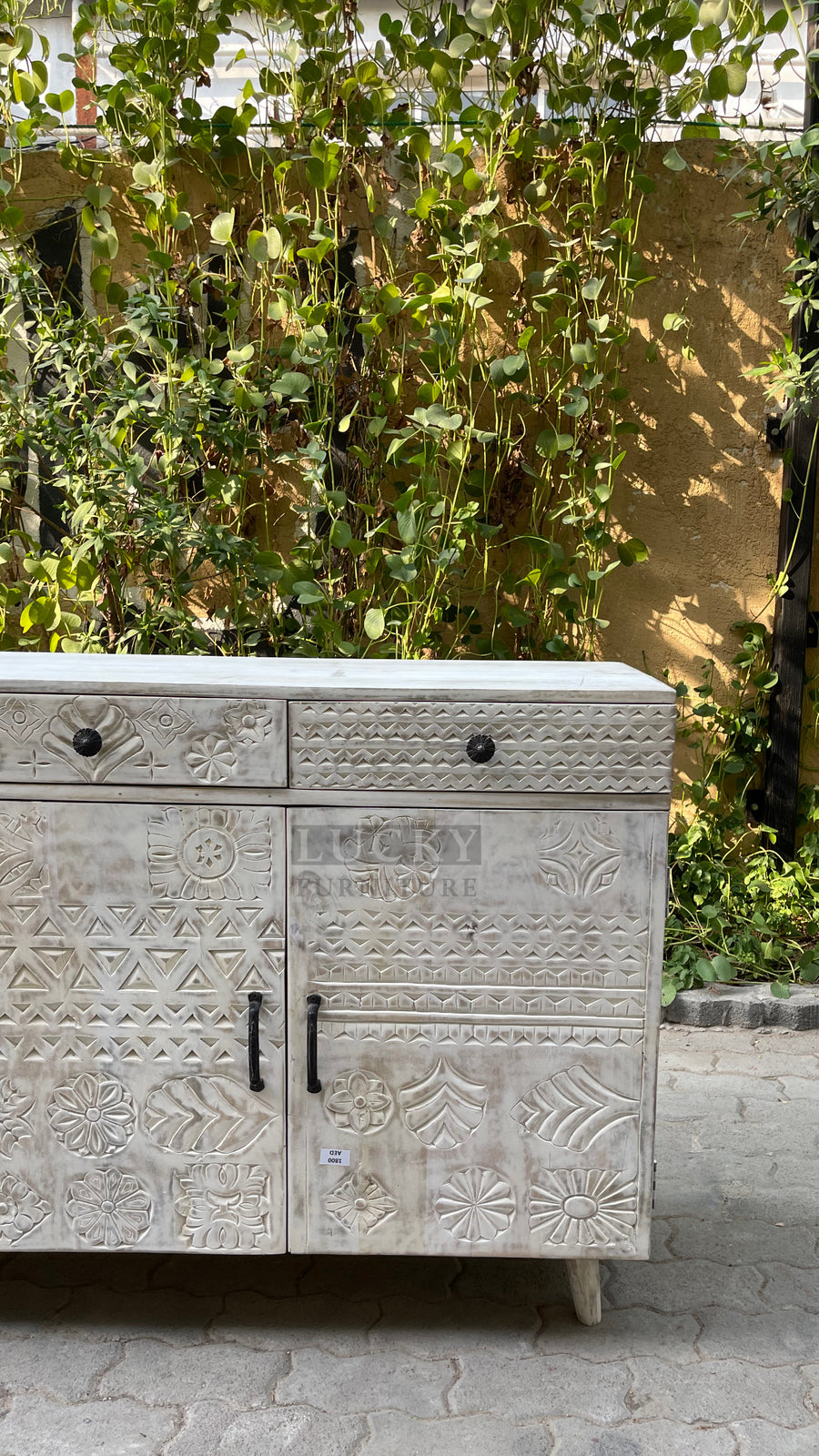 Bohemian whitewash sideboard